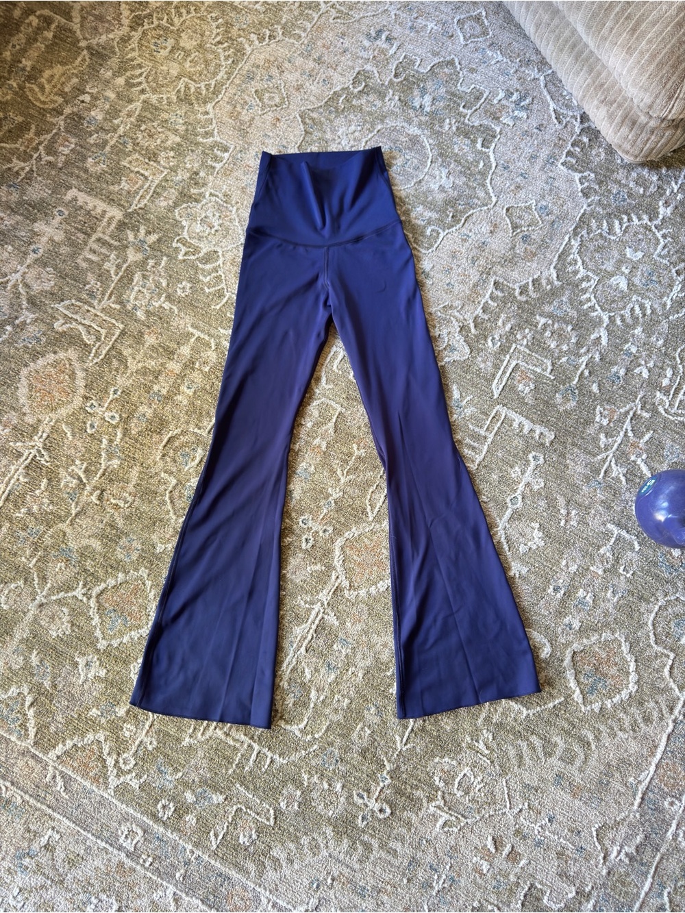 Emily Hsu Designs High-Waist Flared Leg Yoga Pants in Ink/Navy XS